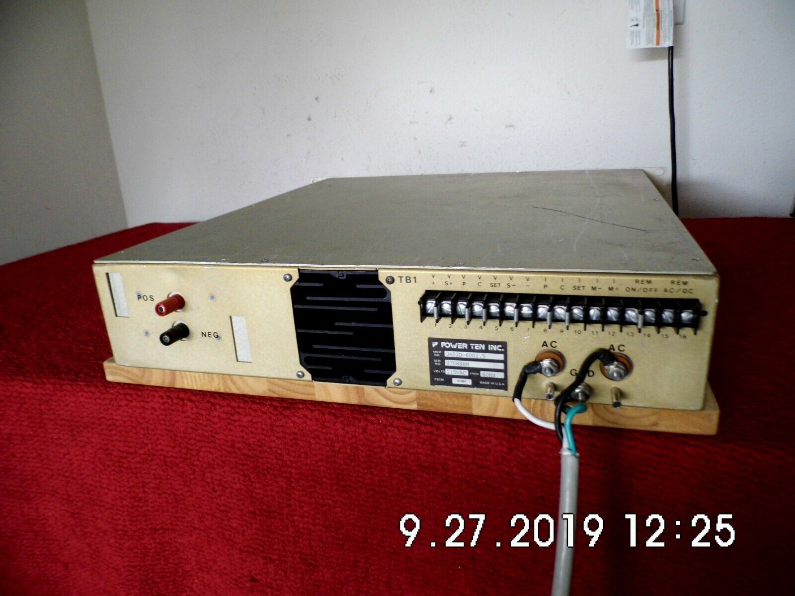 Power Ten Inc. 3402D-6001.5 600Vdc 1.5A DC Power Supply, Functionally Tested Power Ten Inc. 3402D-6001.5 600Vdc 1.5A DC Power Supply, Functionally Tested